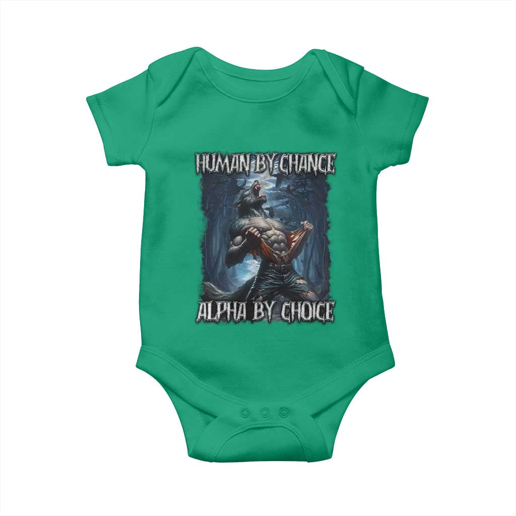 Human By Chance Alpha By Choice Wolf Baby Onesie Vintage 90s Style Wolf Sigma Emo Meme - Wonder Print Shop