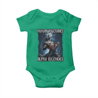 Human By Chance Alpha By Choice Wolf Baby Onesie Vintage 90s Style Wolf Sigma Emo Meme - Wonder Print Shop