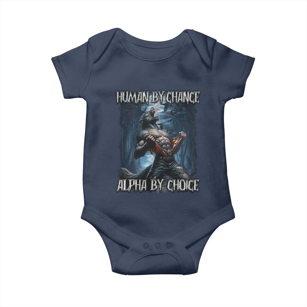 Human By Chance Alpha By Choice Wolf Baby Onesie Vintage 90s Style Wolf Sigma Emo Meme - Wonder Print Shop