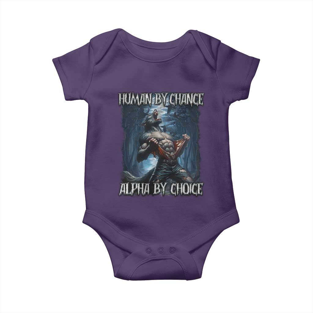 Human By Chance Alpha By Choice Wolf Baby Onesie Vintage 90s Style Wolf Sigma Emo Meme - Wonder Print Shop