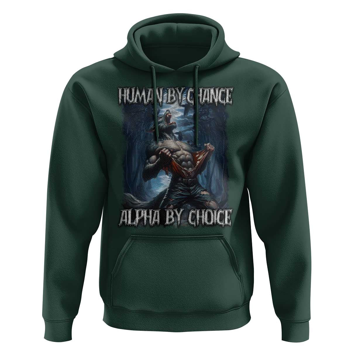 Human By Chance Alpha By Choice Wolf Hoodie Vintage 90s Style Wolf Sigma Emo Meme - Wonder Print Shop
