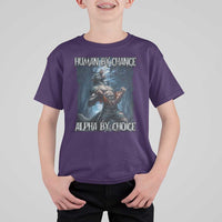 Human By Chance Alpha By Choice Wolf T Shirt For Kid Vintage 90s Style Wolf Sigma Emo Meme - Wonder Print Shop