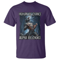 Human By Chance Alpha By Choice Wolf T Shirt Vintage 90s Style Wolf Sigma Emo Meme - Wonder Print Shop