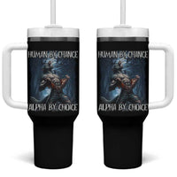 Human By Chance Alpha By Choice Wolf Tumbler With Handle Vintage 90s Style Wolf Sigma Emo Meme - Wonder Print Shop