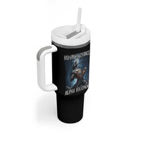 Human By Chance Alpha By Choice Wolf Tumbler With Handle Vintage 90s Style Wolf Sigma Emo Meme - Wonder Print Shop