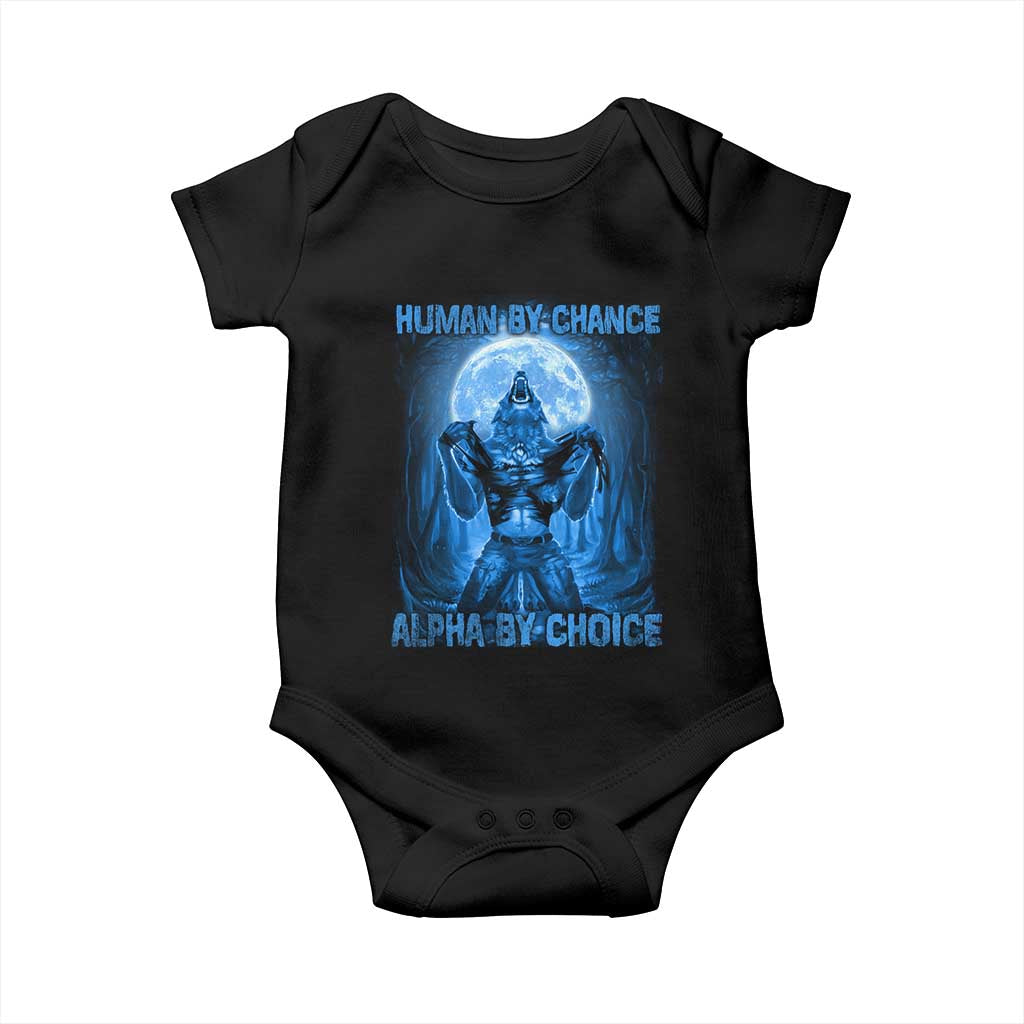 Funny Human By Chance Alpha By Choice Baby Onesie Vintage 90s Alpha Wolf