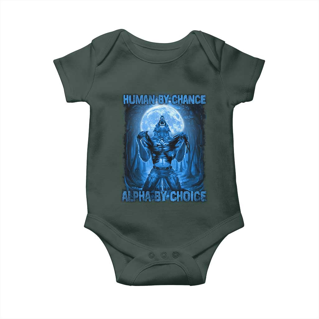 Funny Human By Chance Alpha By Choice Baby Onesie Vintage 90s Alpha Wolf
