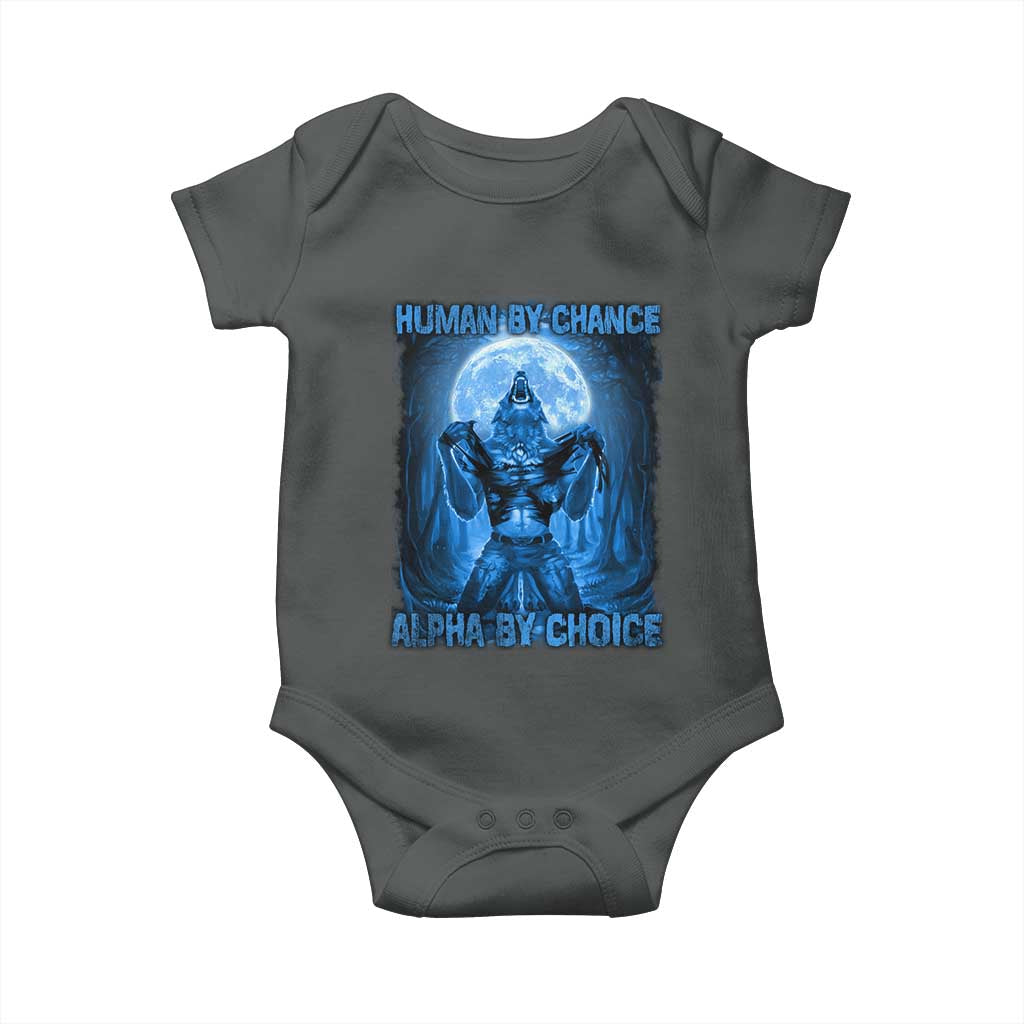Funny Human By Chance Alpha By Choice Baby Onesie Vintage 90s Alpha Wolf