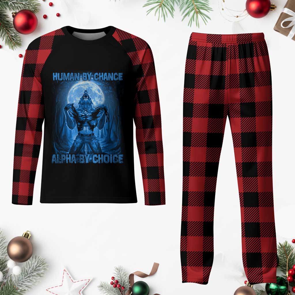 Funny Human By Chance Alpha By Choice Plaid Pajama Set Vintage 90s Alpha Wolf - Wonder Print Shop