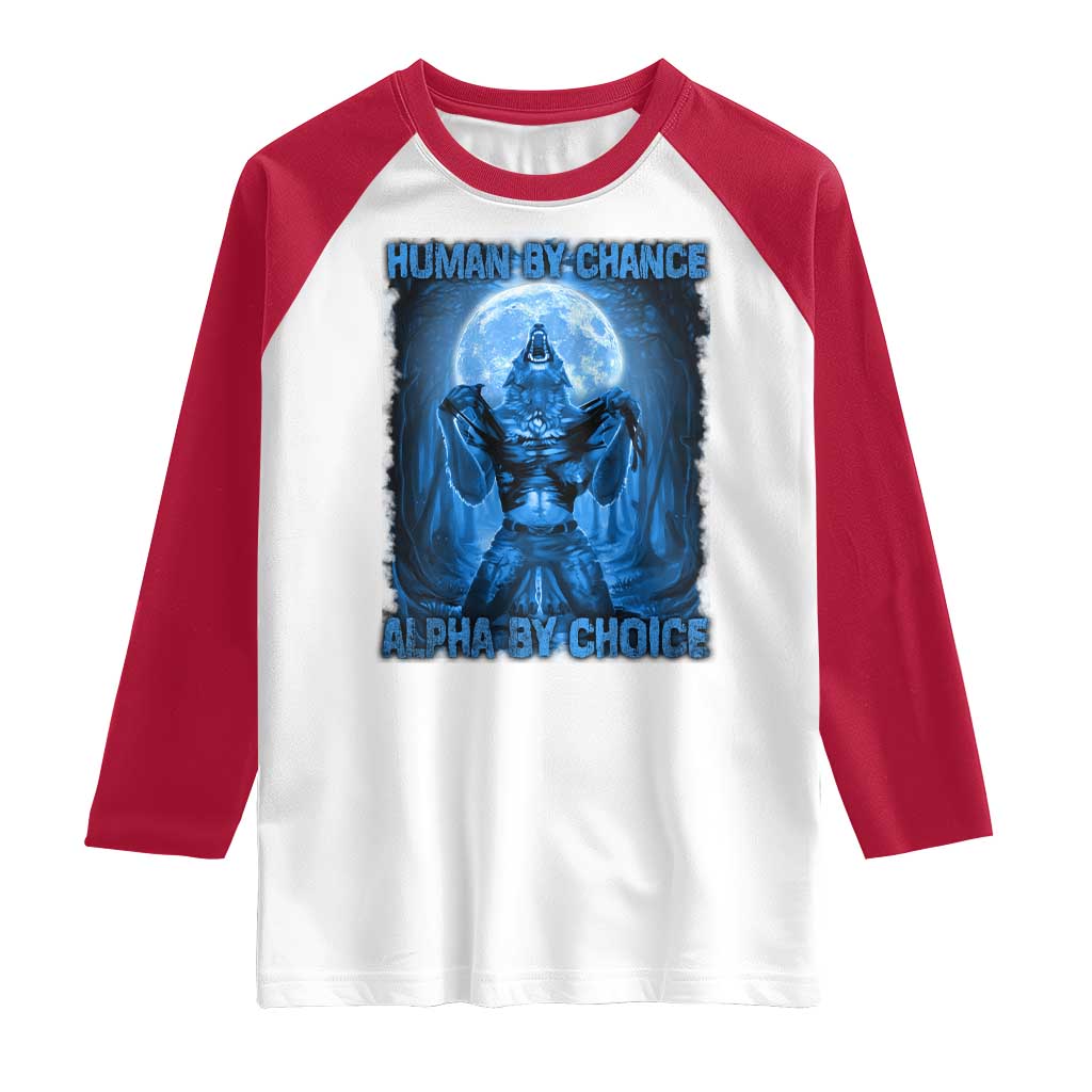 Funny Human By Chance Alpha By Choice Raglan Shirt Vintage 90s Alpha Wolf