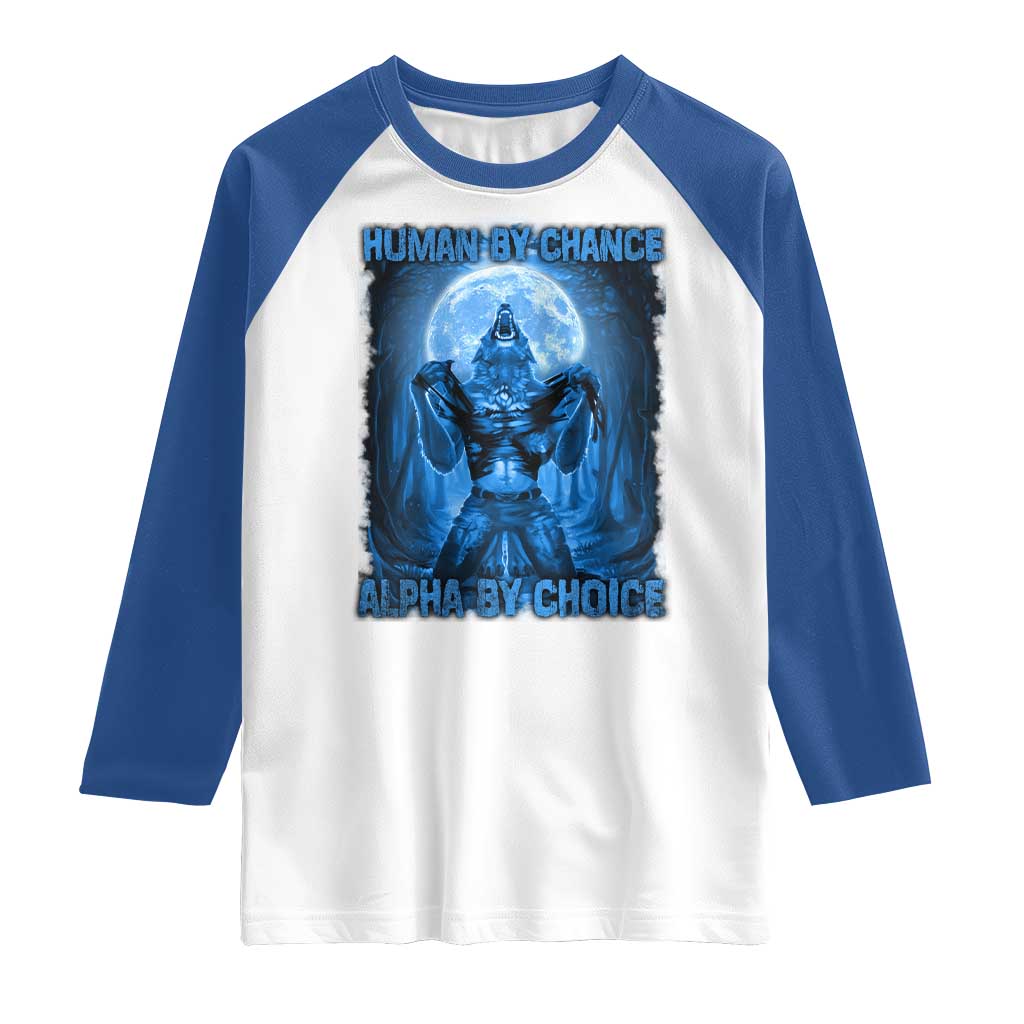 Funny Human By Chance Alpha By Choice Raglan Shirt Vintage 90s Alpha Wolf
