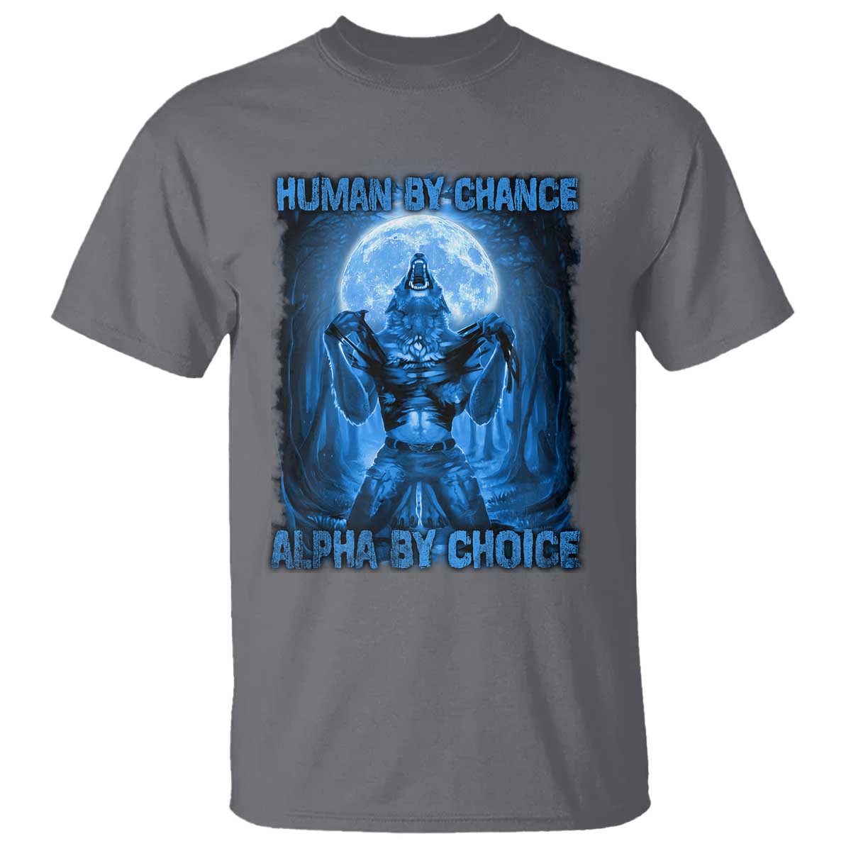 Funny Human By Chance Alpha By Choice T Shirt Vintage 90s Alpha Wolf - Wonder Print Shop
