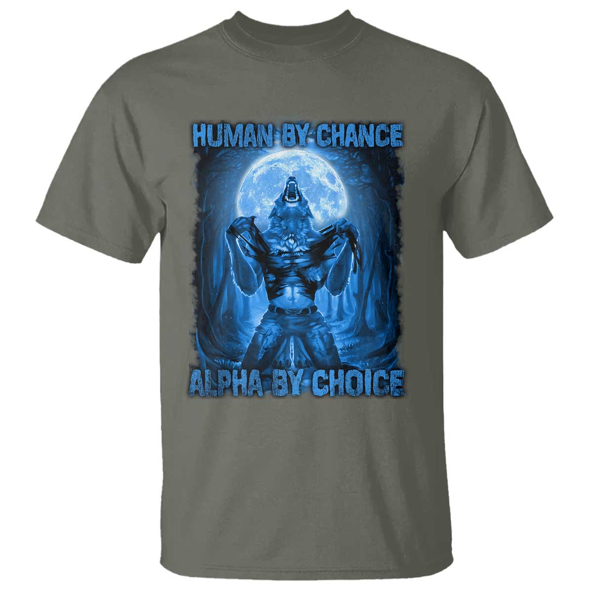 Funny Human By Chance Alpha By Choice T Shirt Vintage 90s Alpha Wolf - Wonder Print Shop