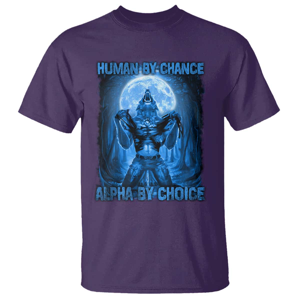 Funny Human By Chance Alpha By Choice T Shirt Vintage 90s Alpha Wolf - Wonder Print Shop