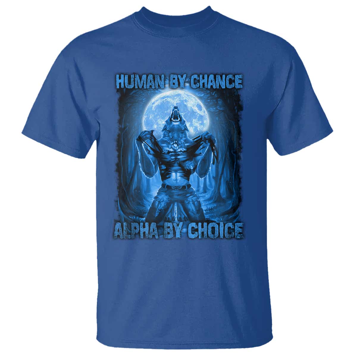 Funny Human By Chance Alpha By Choice T Shirt Vintage 90s Alpha Wolf - Wonder Print Shop