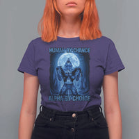 Funny Human By Chance Alpha By Choice T Shirt For Women Vintage 90s Alpha Wolf - Wonder Print Shop