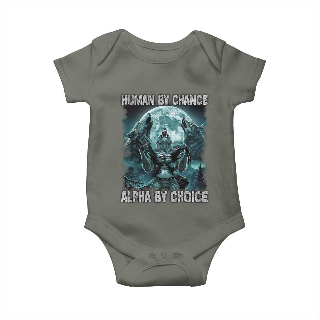 Funny Human By Chance Alpha By Choice Baby Onesie Alpha Wolf