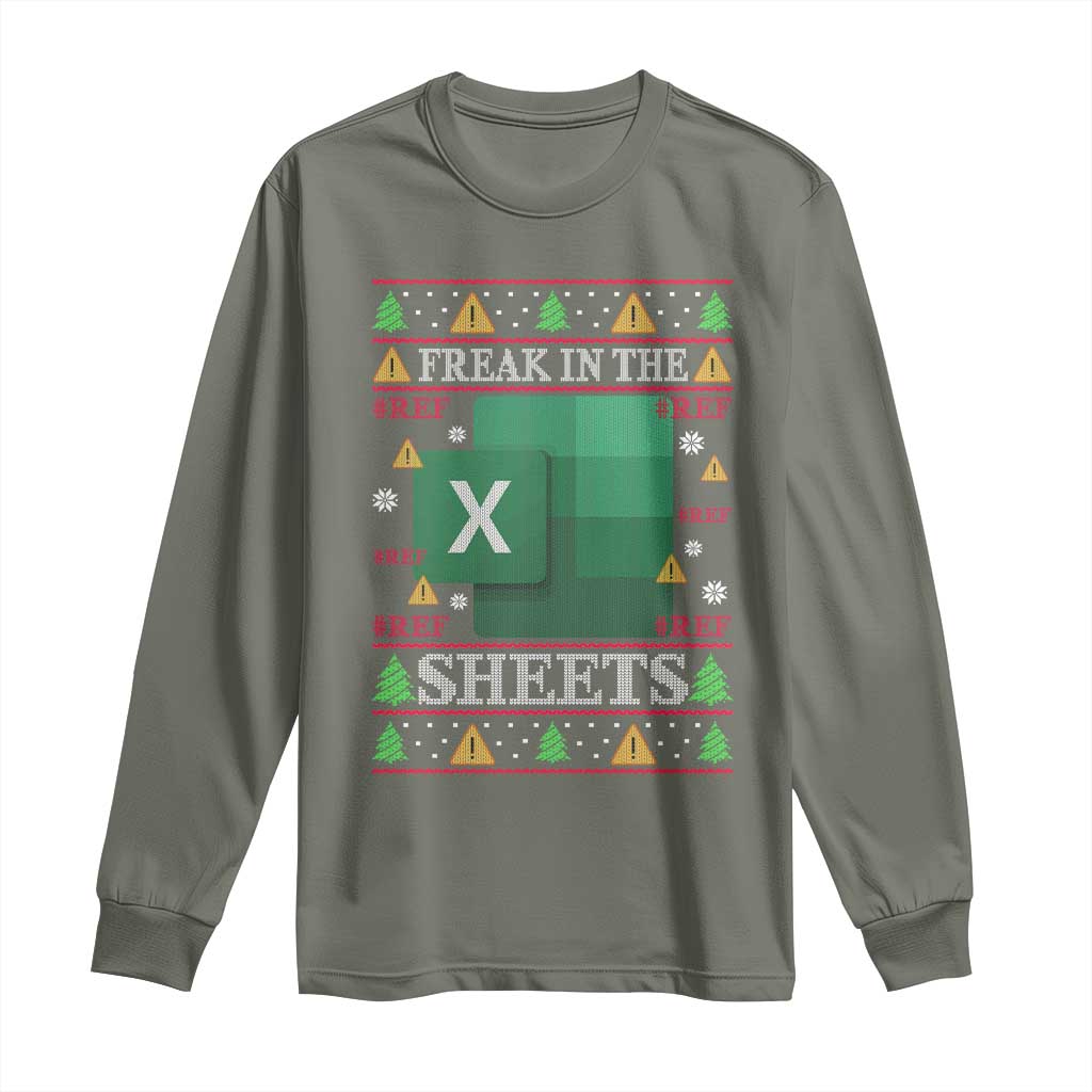 Funny Christmas Freak In The Sheets Long Sleeve Shirt Excel Spreadsheets Office Ugly Christmas Accountant Gift