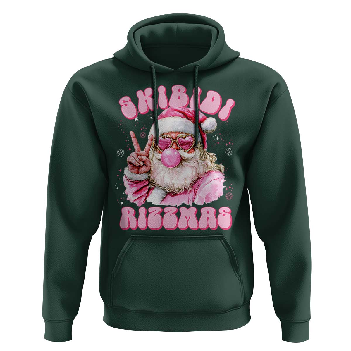 Skibidi Rizzmas Christmas Hoodie Rizz Santa Pink Bubble Gum Funny Xmas Girl Kids Gen Alpha