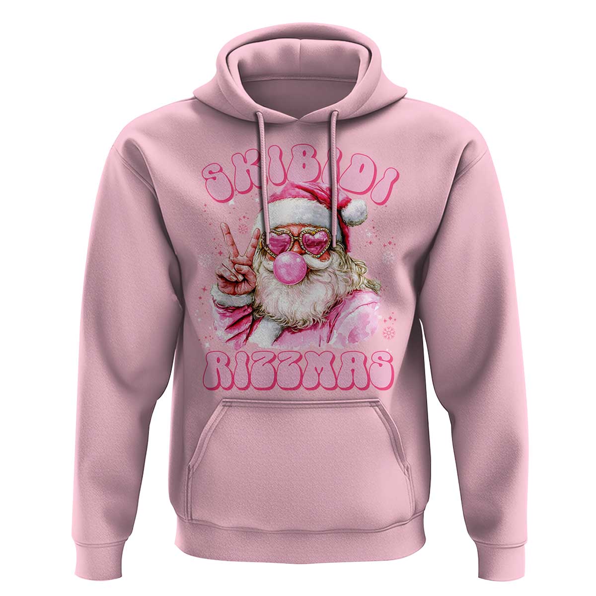 Skibidi Rizzmas Christmas Hoodie Rizz Santa Pink Bubble Gum Funny Xmas Girl Kids Gen Alpha