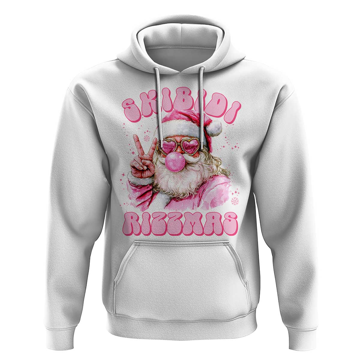 Skibidi Rizzmas Christmas Hoodie Rizz Santa Pink Bubble Gum Funny Xmas Girl Kids Gen Alpha