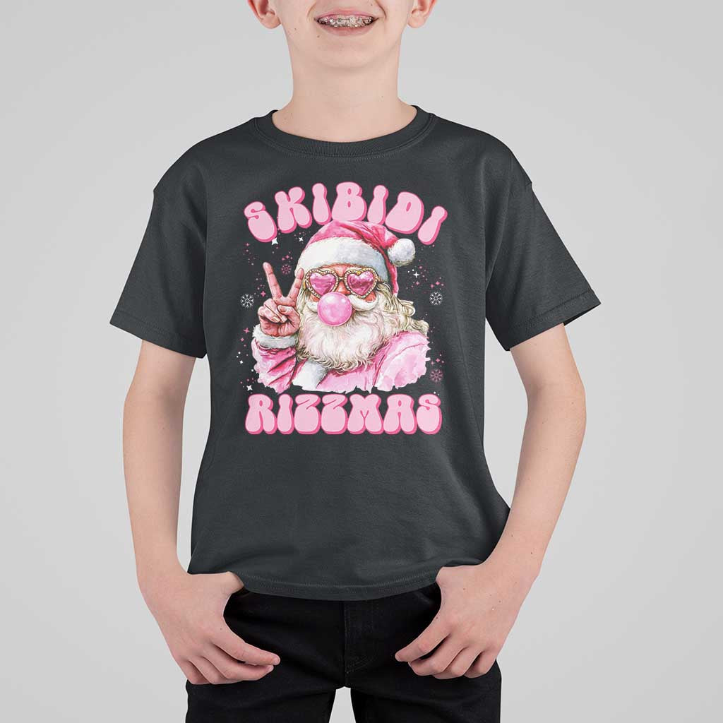 Skibidi Rizzmas Christmas T Shirt For Kid Rizz Santa Pink Bubble Gum Funny Xmas Girl Kids Gen Alpha - Wonder Print Shop