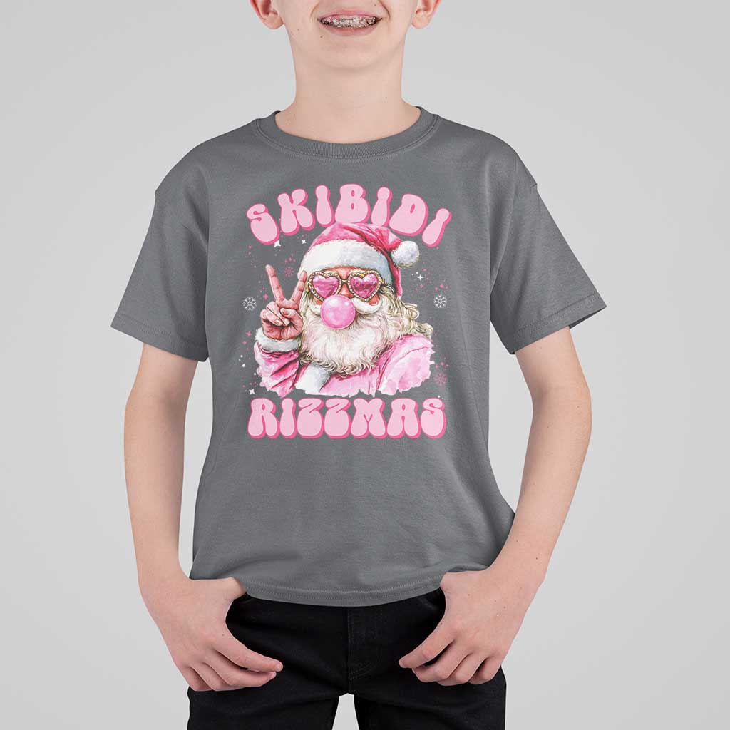 Skibidi Rizzmas Christmas T Shirt For Kid Rizz Santa Pink Bubble Gum Funny Xmas Girl Kids Gen Alpha - Wonder Print Shop