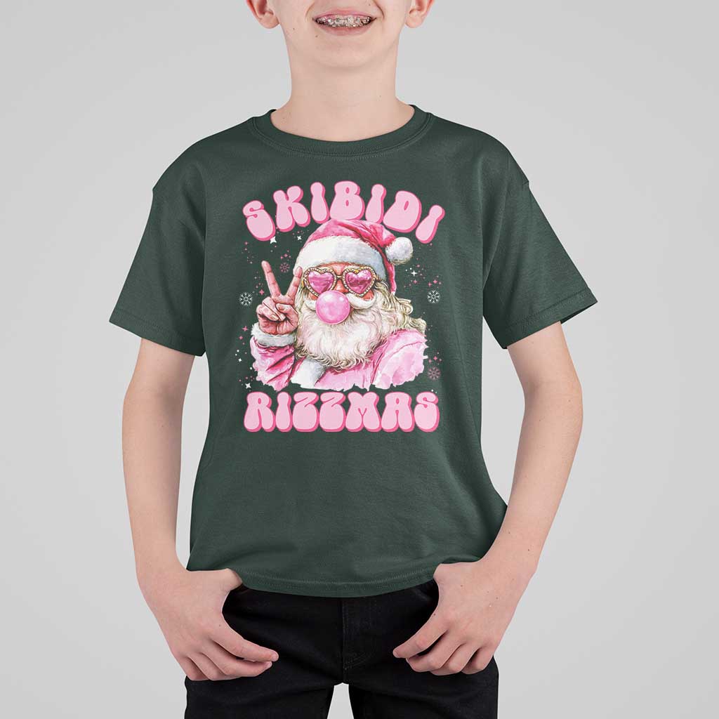 Skibidi Rizzmas Christmas T Shirt For Kid Rizz Santa Pink Bubble Gum Funny Xmas Girl Kids Gen Alpha - Wonder Print Shop