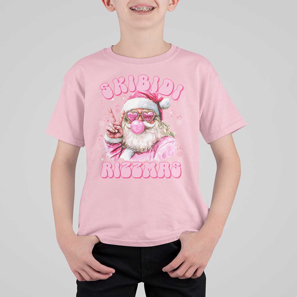 Skibidi Rizzmas Christmas T Shirt For Kid Rizz Santa Pink Bubble Gum Funny Xmas Girl Kids Gen Alpha - Wonder Print Shop