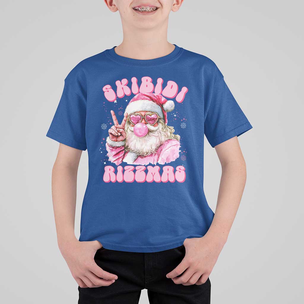 Skibidi Rizzmas Christmas T Shirt For Kid Rizz Santa Pink Bubble Gum Funny Xmas Girl Kids Gen Alpha - Wonder Print Shop