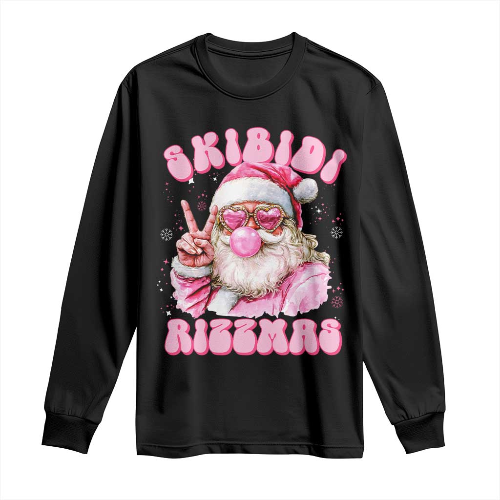 Skibidi Rizzmas Christmas Long Sleeve Shirt Rizz Santa Pink Bubble Gum Funny Xmas Girl Kids Gen Alpha