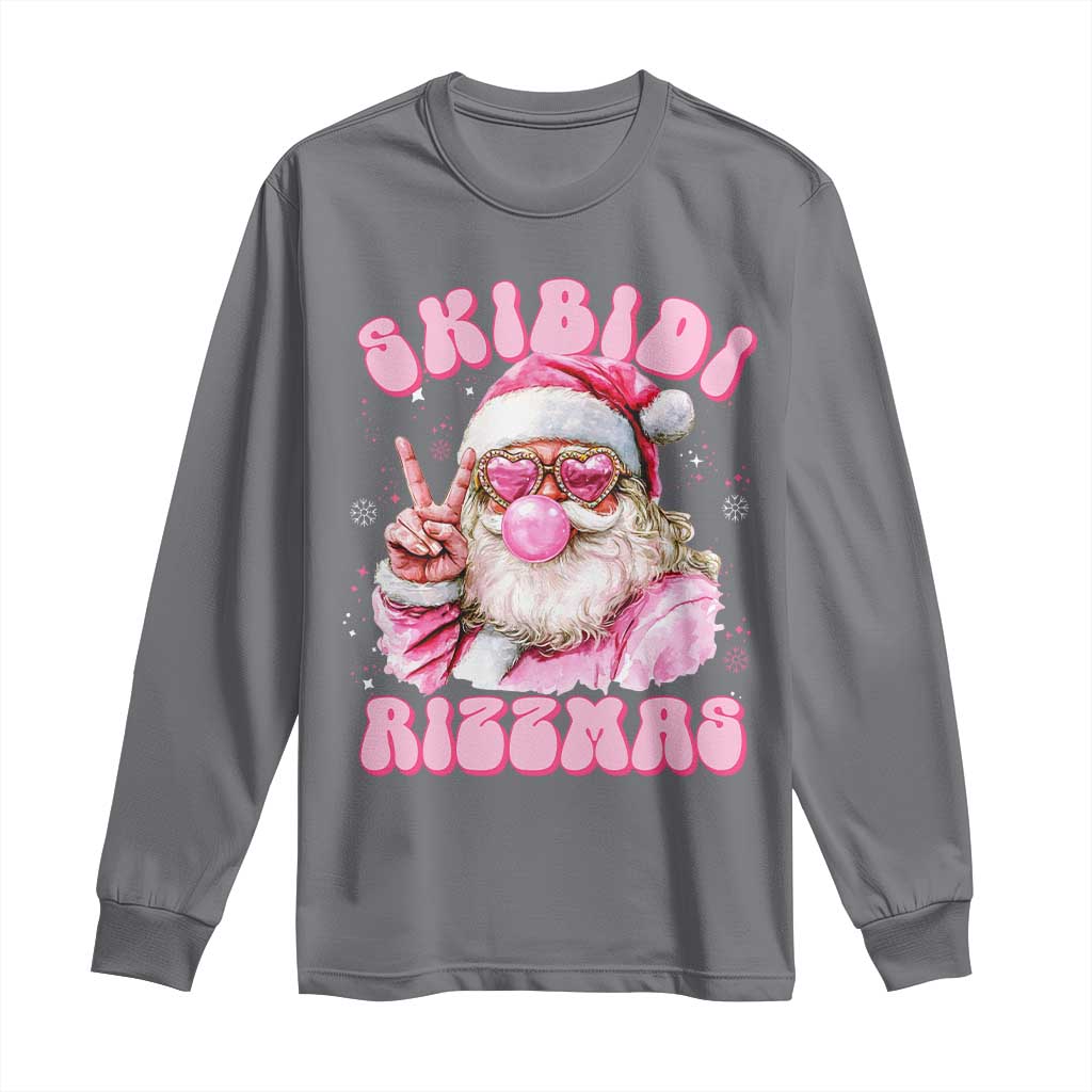 Skibidi Rizzmas Christmas Long Sleeve Shirt Rizz Santa Pink Bubble Gum Funny Xmas Girl Kids Gen Alpha