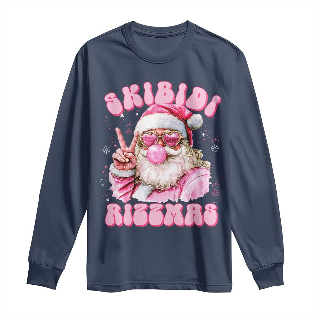 Skibidi Rizzmas Christmas Long Sleeve Shirt Rizz Santa Pink Bubble Gum Funny Xmas Girl Kids Gen Alpha