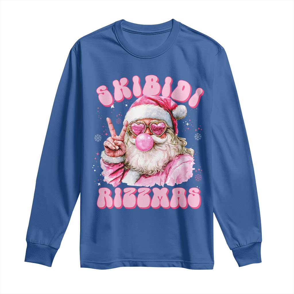 Skibidi Rizzmas Christmas Long Sleeve Shirt Rizz Santa Pink Bubble Gum Funny Xmas Girl Kids Gen Alpha