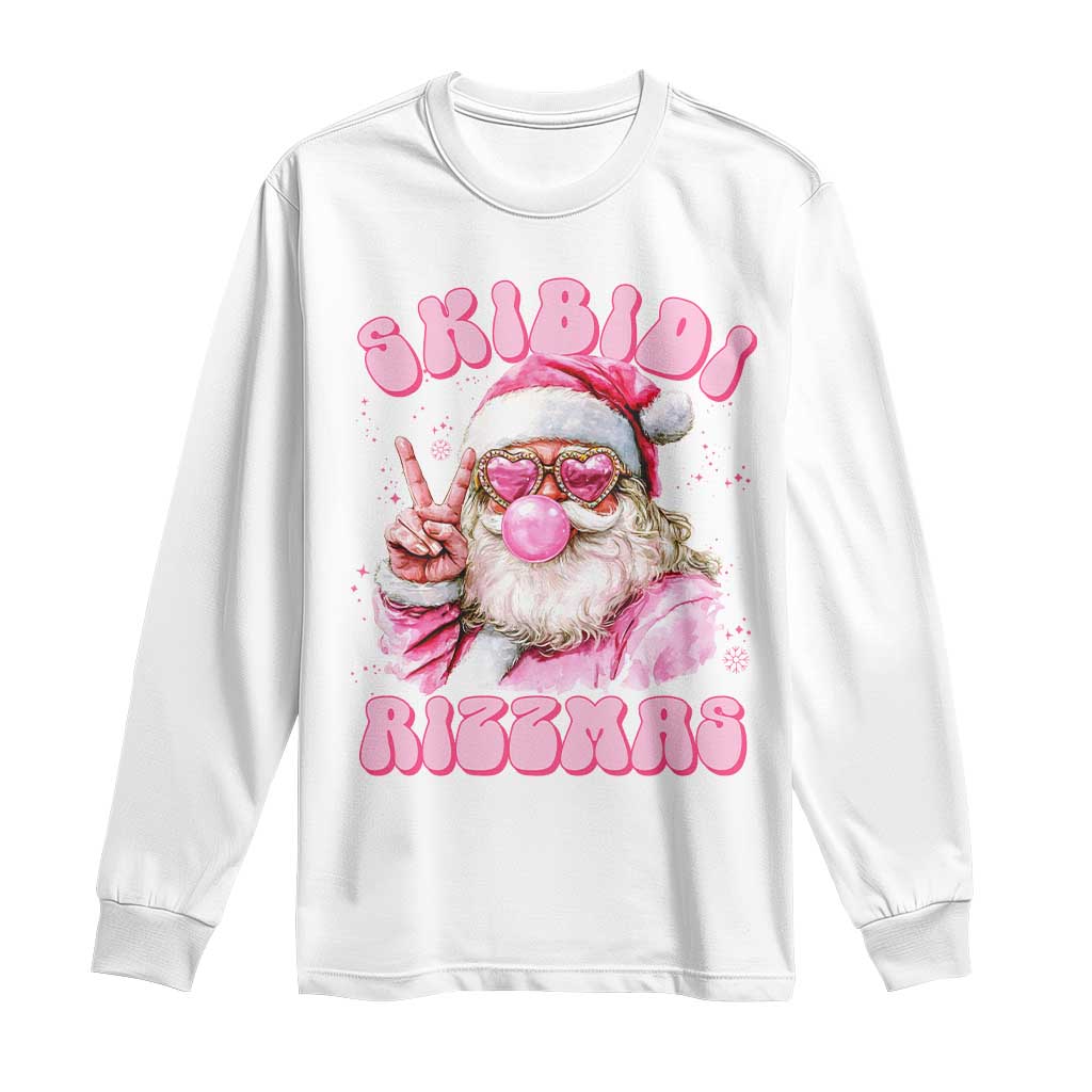 Skibidi Rizzmas Christmas Long Sleeve Shirt Rizz Santa Pink Bubble Gum Funny Xmas Girl Kids Gen Alpha