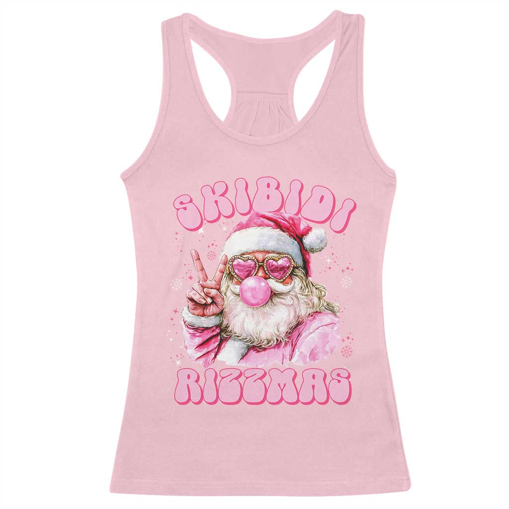 Skibidi Rizzmas Christmas Racerback Tank Top Rizz Santa Pink Bubble Gum Funny Xmas Girl Kids Gen Alpha