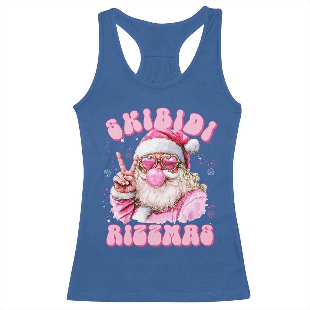 Skibidi Rizzmas Christmas Racerback Tank Top Rizz Santa Pink Bubble Gum Funny Xmas Girl Kids Gen Alpha