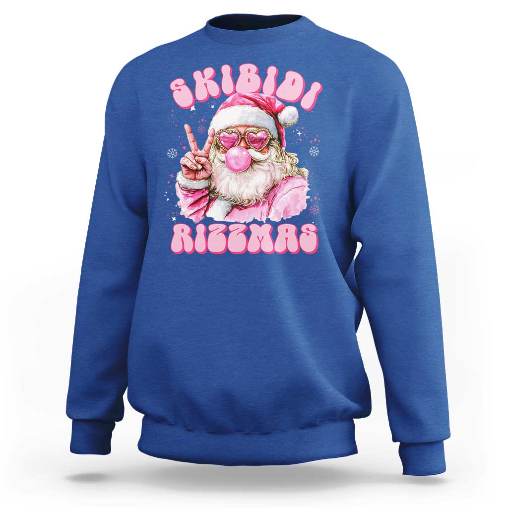 Skibidi Rizzmas Christmas Sweatshirt Rizz Santa Pink Bubble Gum Funny Xmas Girl Kids Gen Alpha - Wonder Print Shop