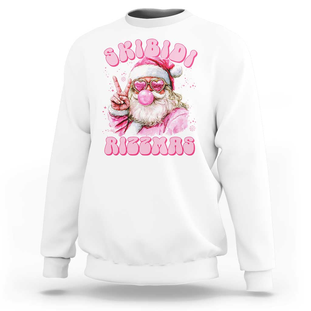 Skibidi Rizzmas Christmas Sweatshirt Rizz Santa Pink Bubble Gum Funny Xmas Girl Kids Gen Alpha - Wonder Print Shop