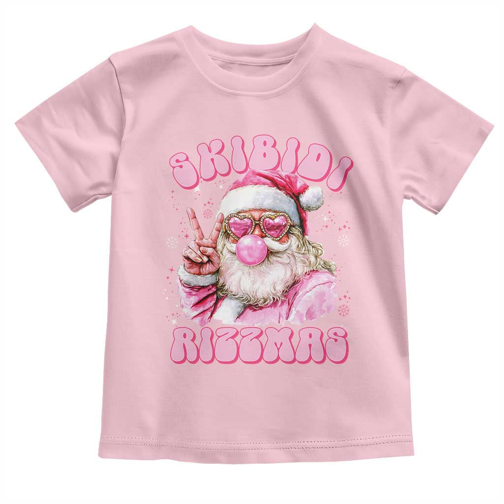 Skibidi Rizzmas Christmas Toddler T Shirt Rizz Santa Pink Bubble Gum Funny Xmas Girl Kids Gen Alpha