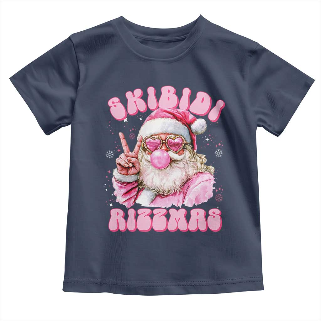 Skibidi Rizzmas Christmas Toddler T Shirt Rizz Santa Pink Bubble Gum Funny Xmas Girl Kids Gen Alpha