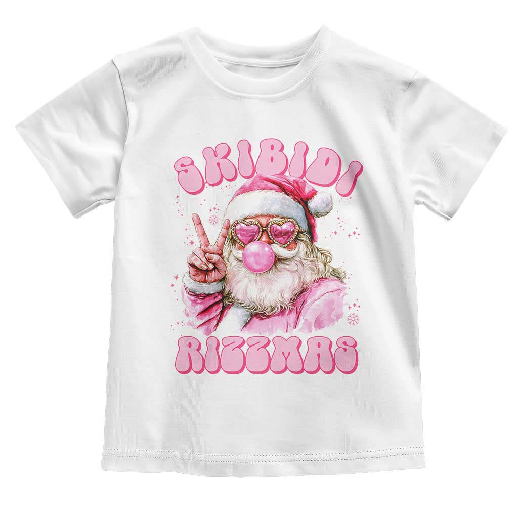 Skibidi Rizzmas Christmas Toddler T Shirt Rizz Santa Pink Bubble Gum Funny Xmas Girl Kids Gen Alpha