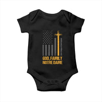 God First Family Second Then Notre Dame Baby Onesie US Flag