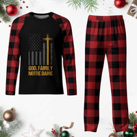 God First Family Second Then Notre Dame Plaid Pajama Set US Flag - Wonder Print Shop