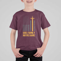 God First Family Second Then Notre Dame T Shirt For Kid US Flag
