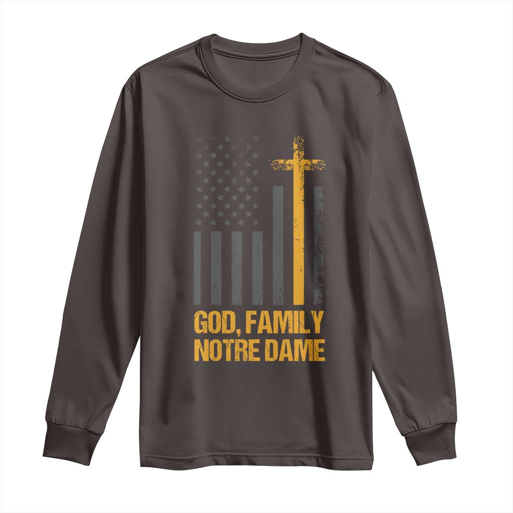God First Family Second Then Notre Dame Long Sleeve Shirt US Flag
