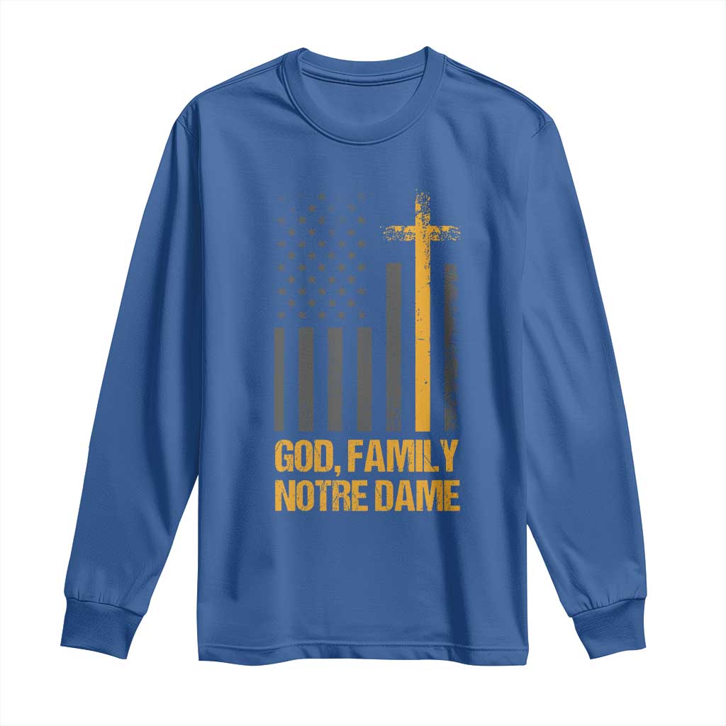 God First Family Second Then Notre Dame Long Sleeve Shirt US Flag