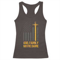 God First Family Second Then Notre Dame Racerback Tank Top US Flag