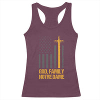 God First Family Second Then Notre Dame Racerback Tank Top US Flag