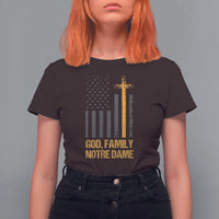 God First Family Second Then Notre Dame T Shirt For Women US Flag